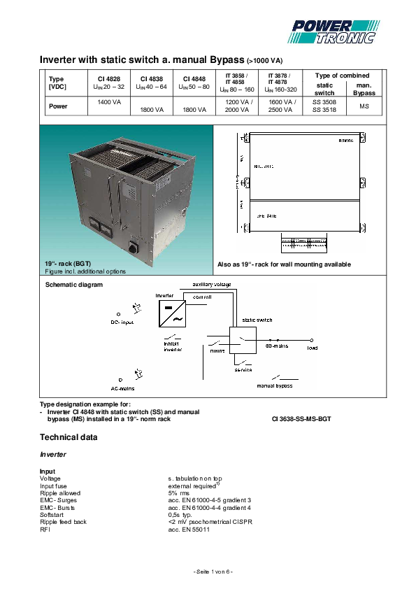 (PDF) Inverter with static switch a. manual Bypass (>1000 VA) Type