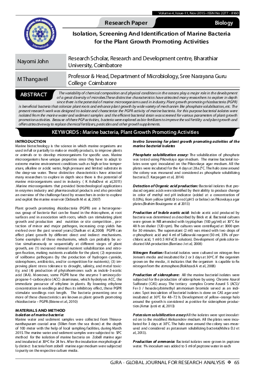 (PDF) Isolation, Screening And Identification of Marine Bacteria for ...