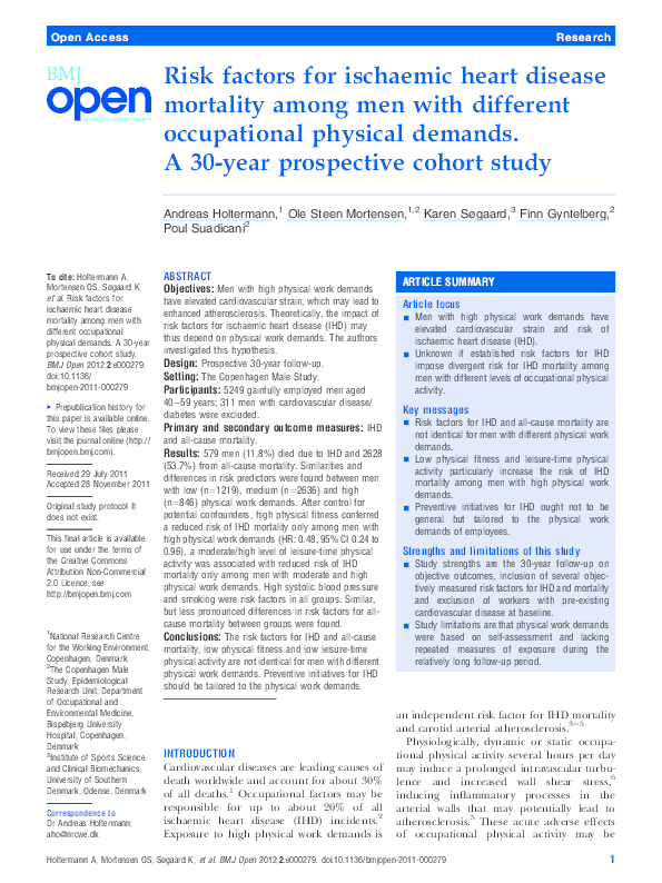 (PDF) Risk factors for ischaemic heart disease mortality among men with ...