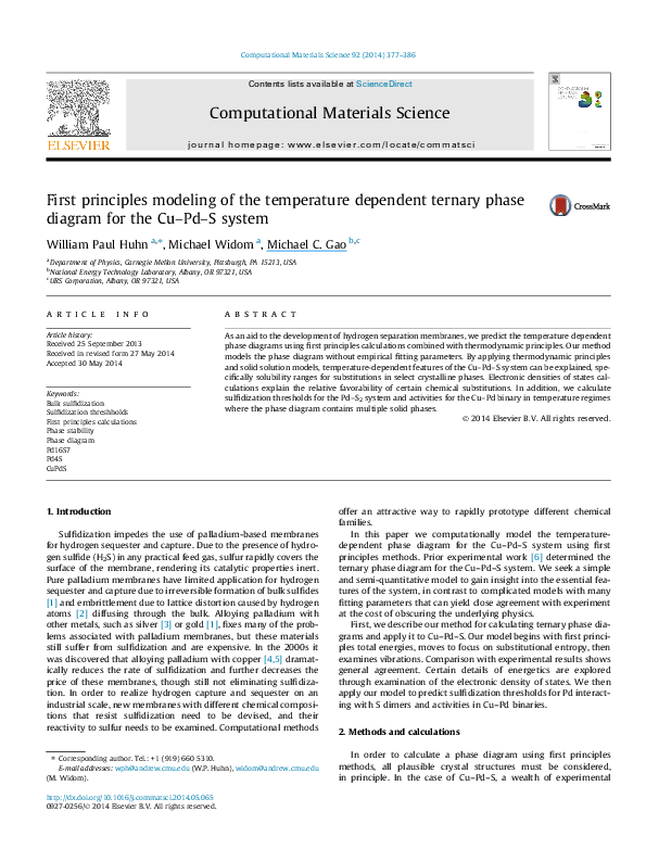 (PDF) First principles modeling of the temperature dependent ternary ...