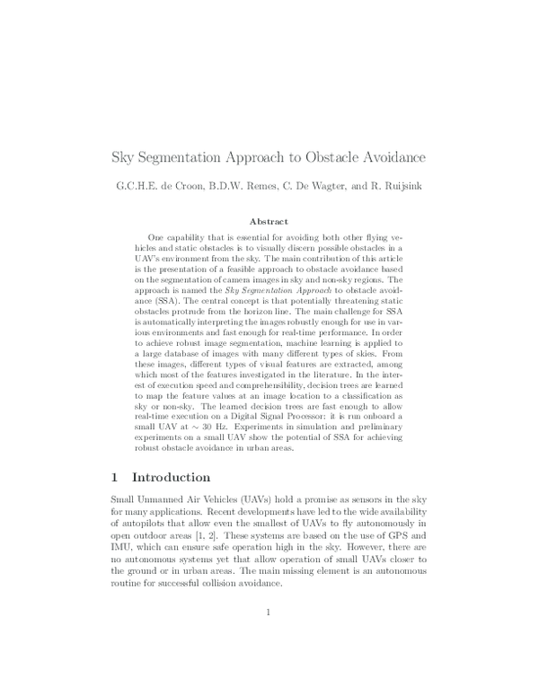 (PDF) Sky Segmentation Approach to obstacle avoidance