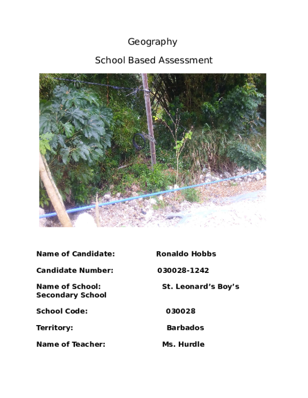 (DOC) Geography School Based Assessment ronaldo hobbs Academia.edu