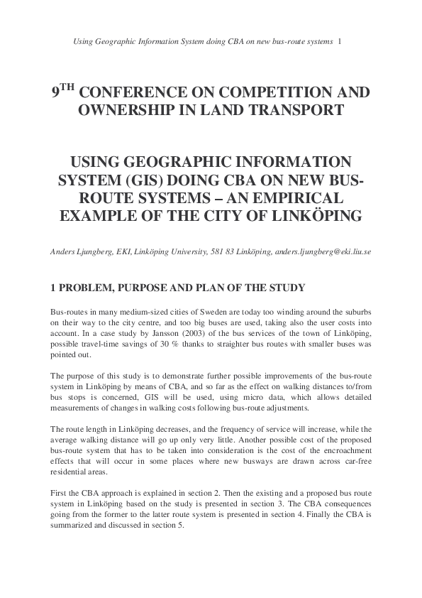 (PDF) Using Geographic Information System (Gis) Doing Cba On New Bus ...
