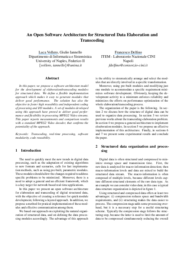 (PDF) An open software architecture for structured data elaboration and ...