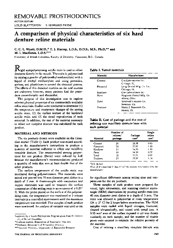 (PDF) A comparison of physical characteristics of six hard denture ...