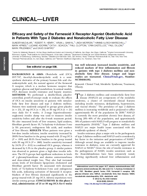 (PDF) Efficacy and Safety of the Farnesoid X Receptor Agonist ...