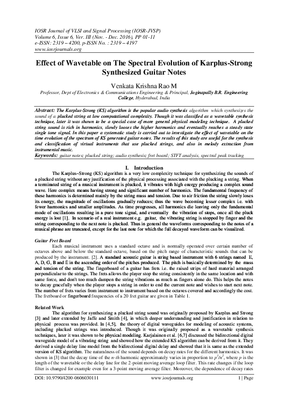 (PDF) Effect of Wavetable on The Spectral Evolution of Karplus-Strong ...