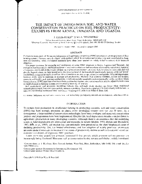 (PDF) The impact of indigenous soil and water conservation practices on ...