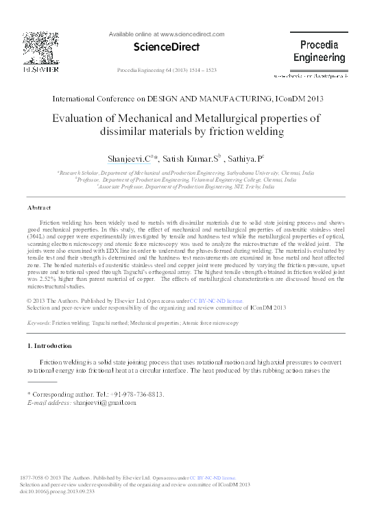 (PDF) Evaluation of Mechanical and Metallurgical Properties of ...