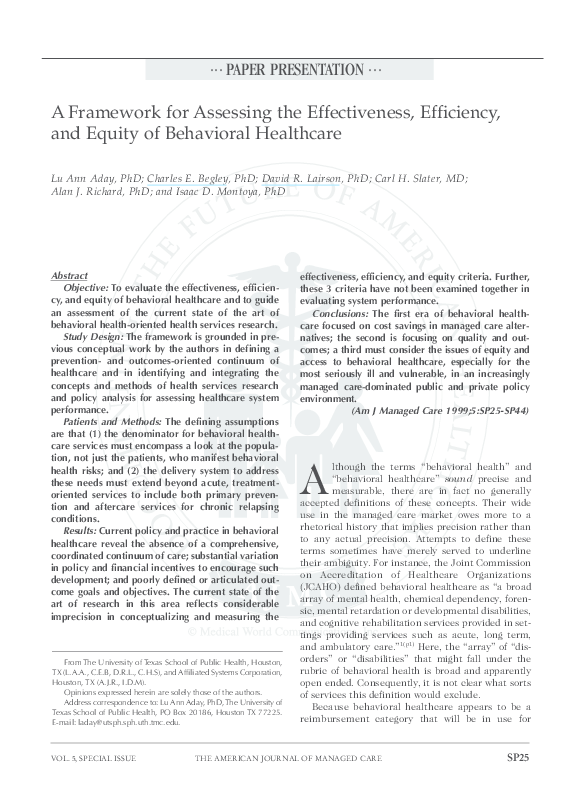 (PDF) A framework for assessing the effectiveness, efficiency, and ...