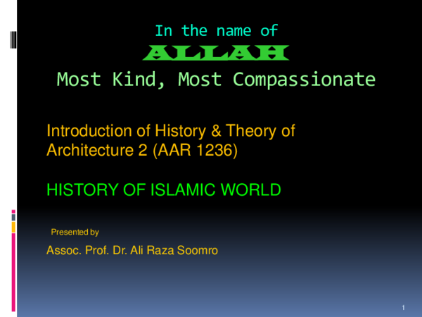 (PDF) Week 1 History of Islamic world