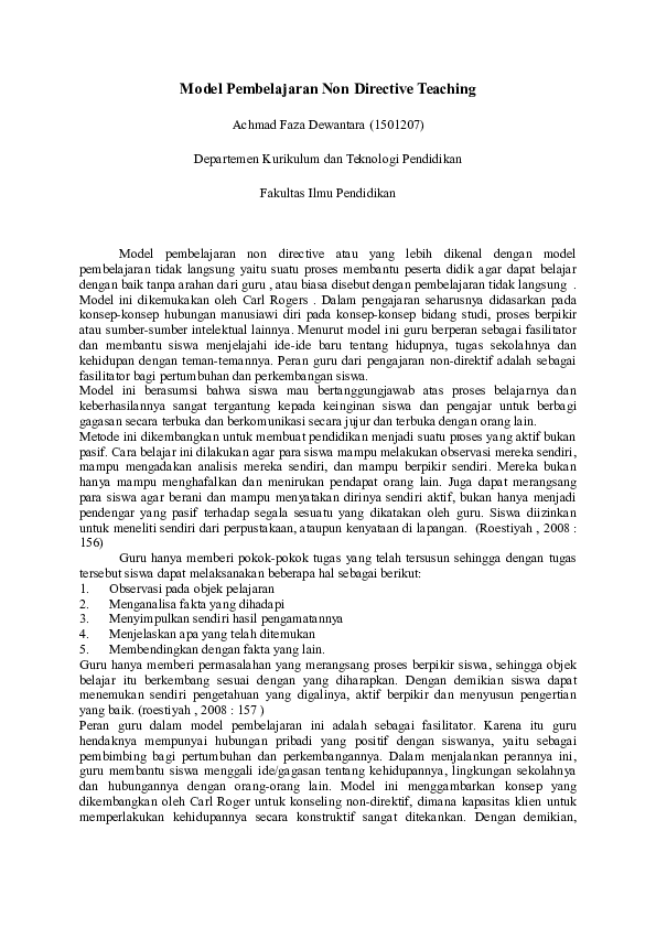 (DOC) ARTIKEL MODEL PEMBELAJARAN NON DIRECTIVE TEACHING.docx