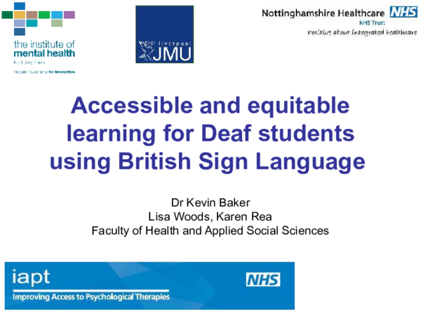 (PPT) Accessible and equitable learning for Deaf students using British ...