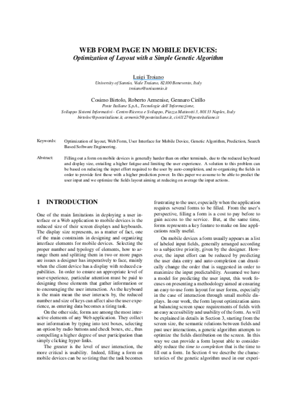 (PDF) Web Form Page in Mobile Devices - Optimization of Layout with a ...
