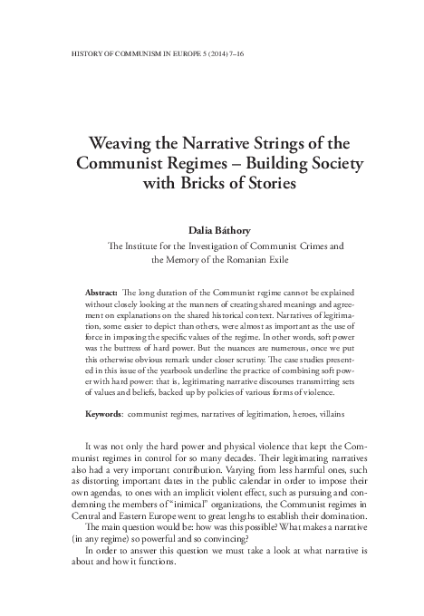 (PDF) Weaving the Narrative Strings of the Communist Regimes – Building ...