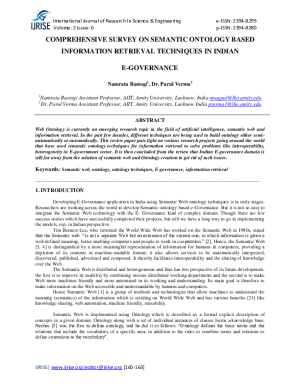 (PDF) COMPREHENSIVE SURVEY ON SEMANTIC ONTOLOGY BASED INFORMATION ...