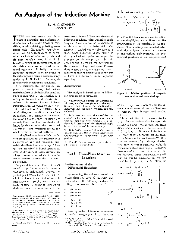 (PDF) An Analysis of the Induction Machine