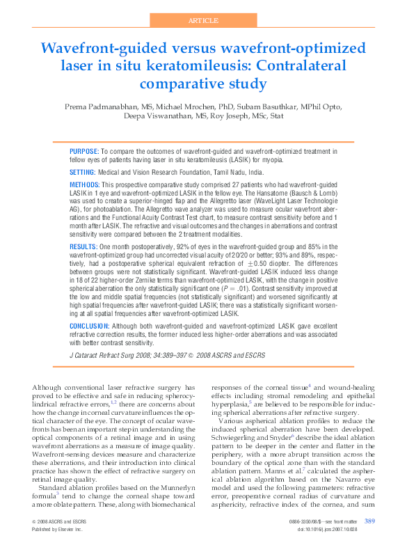 (PDF) Wavefront-guided versus wavefront-optimized laser in situ ...