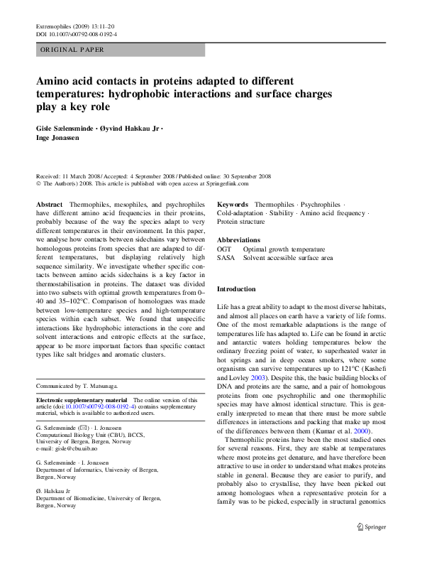 (PDF) Amino acid composition and thermal stability of proteins | P K ...