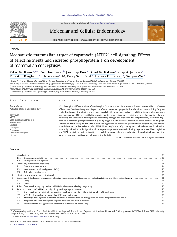 (PDF) Mechanistic mammalian target of rapamycin (MTOR) cell signaling ...