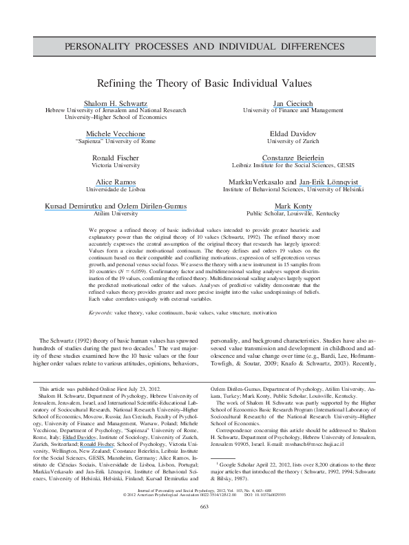 (PDF) JOURNAL OF PERSONALITY AND SOCIAL PSYCHOLOGY Refining the Theory ...