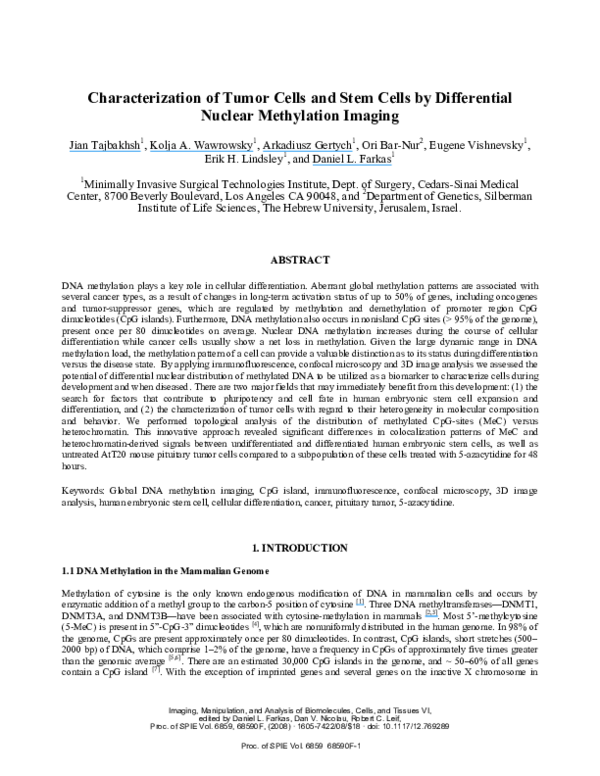 (PDF) Characterization of tumor cells and stem cells by differential ...