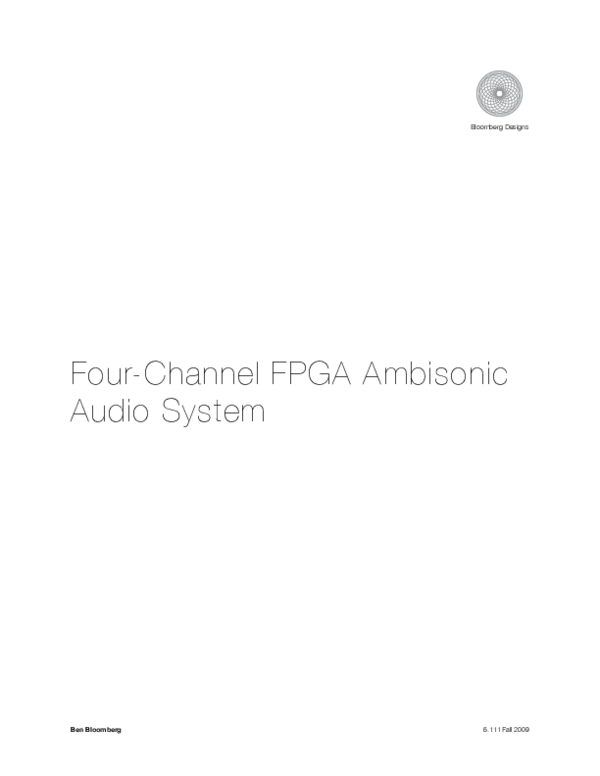 (PDF) FourChannel FPGA Ambisonic Audio System Ye Li Academia.edu