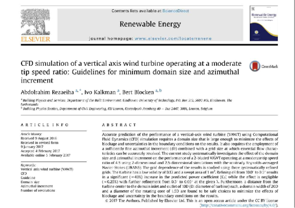 (PDF) CFD simulation of a vertical axis wind turbine operating at a ...