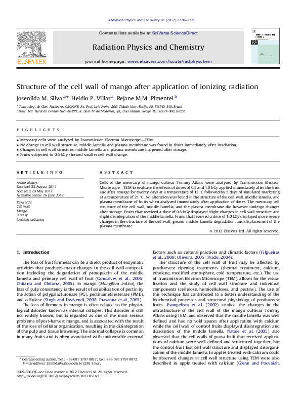 (PDF) Structure of the cell wall of mango after application of ionizing ...