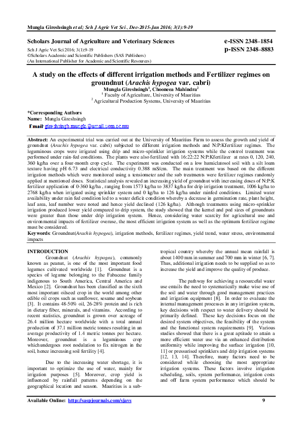 (PDF) A study on the effect of different irrigation methods and ...