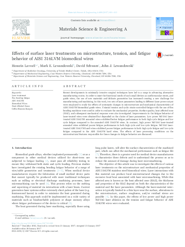 (PDF) Effects of surface laser treatments on microstructure, tension ...