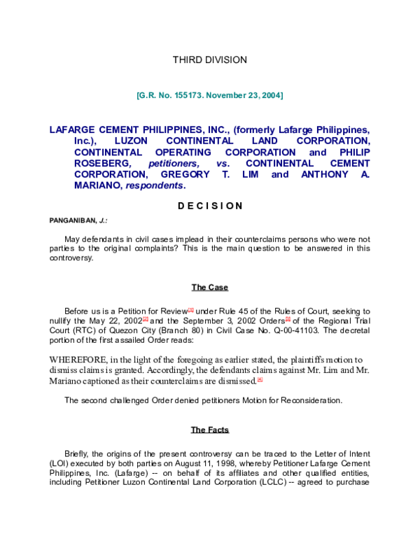 (DOC) LA FARGE VS CONTINENTAL liezl de mesa Academia.edu