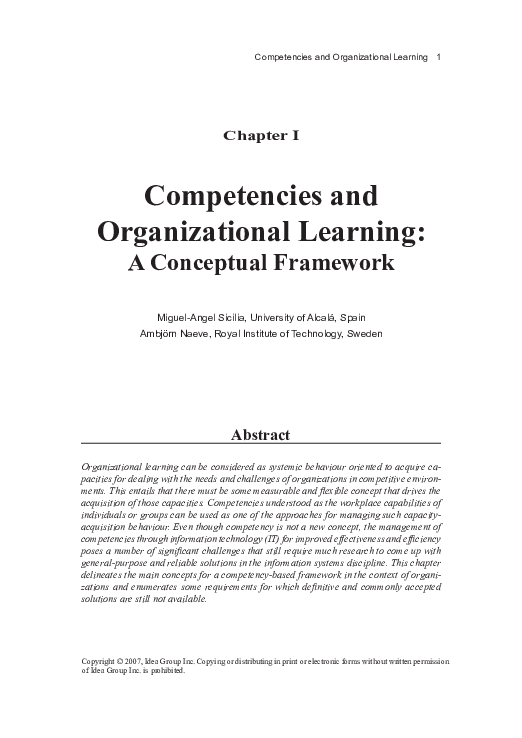 (PDF) Competencies and Organizational Learning: A Conceptual Framework