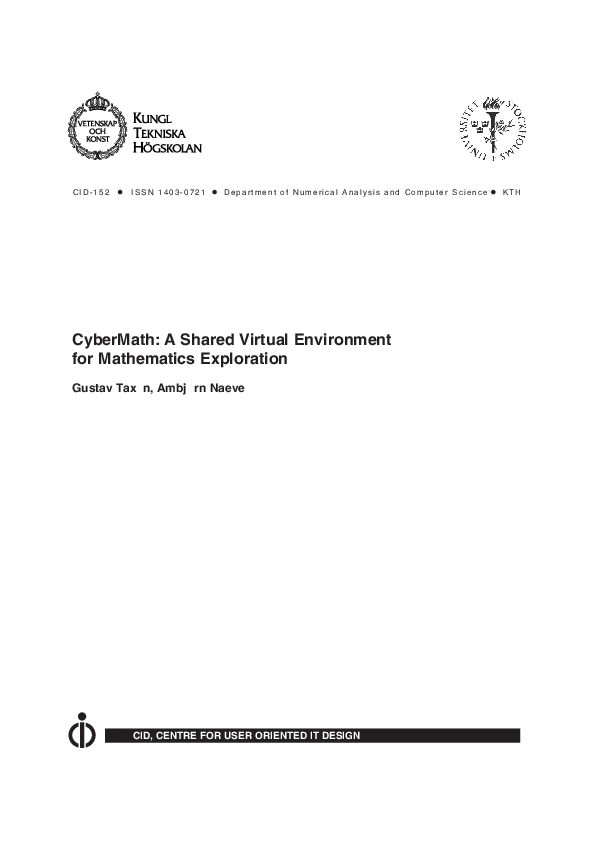 (PDF) CyberMath: A Shared Virtual Environment for Mathematics Exploration