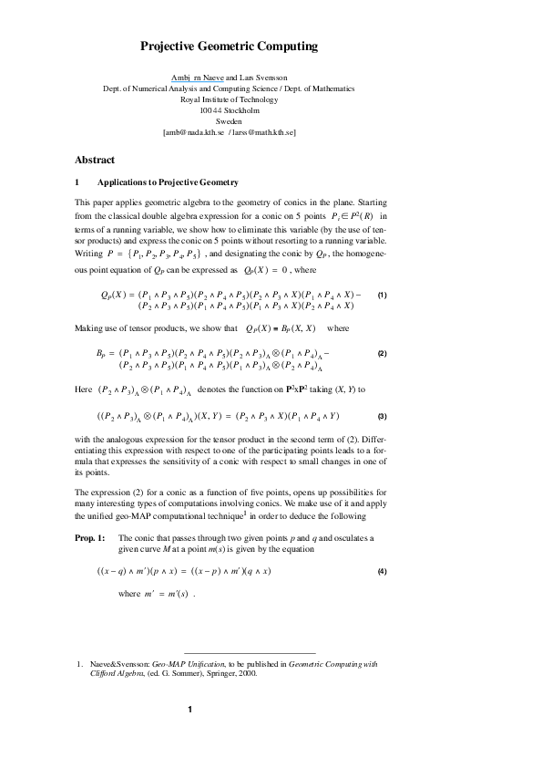 (PDF) Projective Geometric Computing Ambjørn Naeve Academia.edu