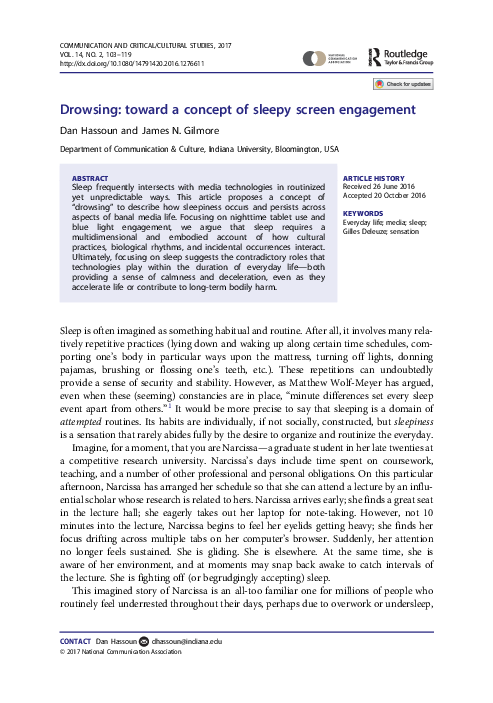 (PDF) Drowsing: Toward a Concept of Sleepy Screen Engagement