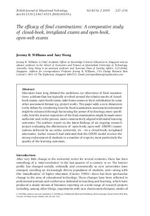(PDF) The efficacy of final examinations: A comparative study of closed ...