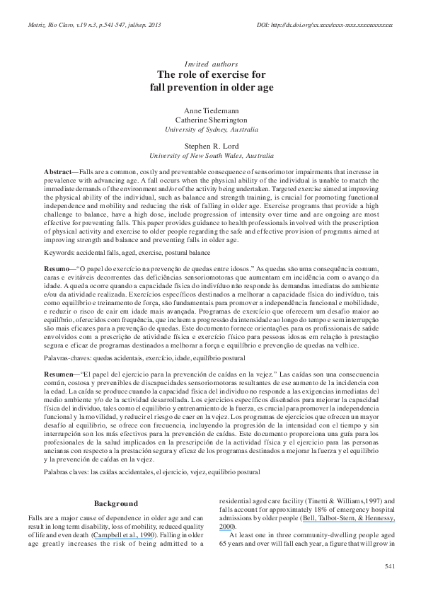 (PDF) The role of exercise for fall prevention in older age