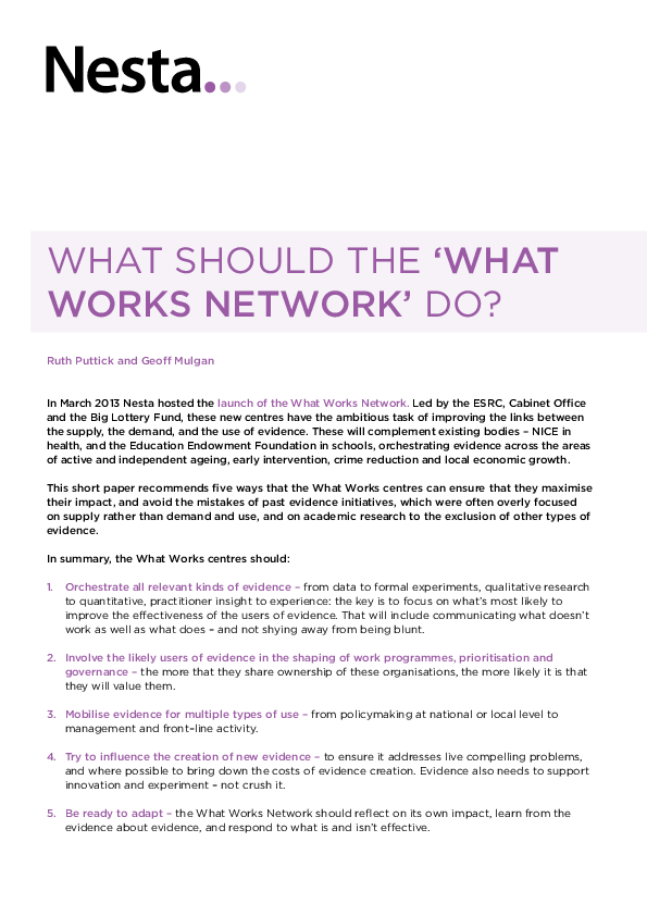 (PDF) What Should the What Works Network Do?