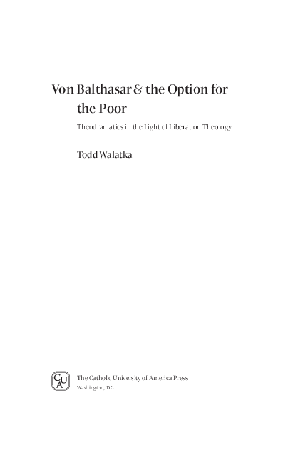 (PDF) Von Balthasar and the Option for the Poor: Theodramatics in the ...