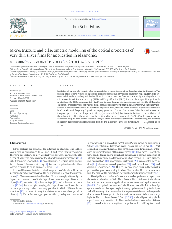 (PDF) Microstructure and ellipsometric modelling of the optical ...