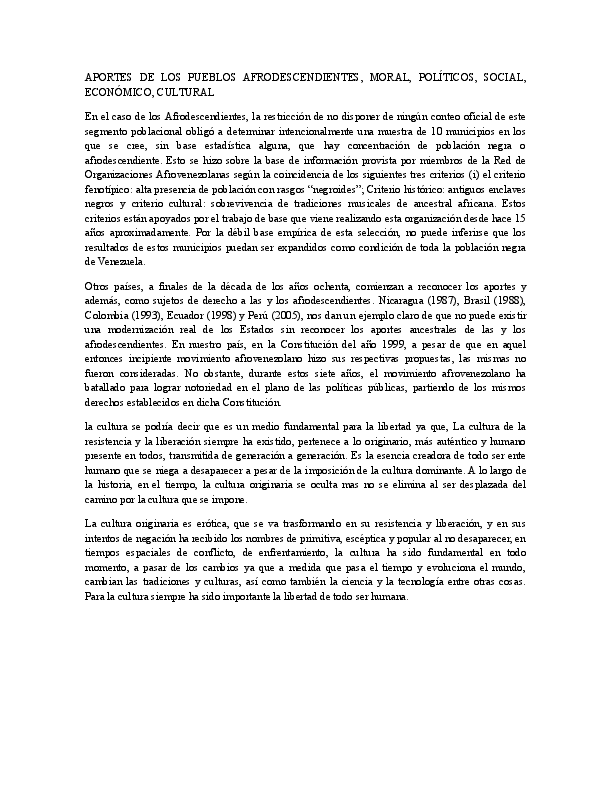 (DOC) APORTES DE LOS PUEBLOS AFRODESCENDIENTES