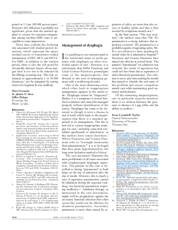 (PDF) Management of dysphagia