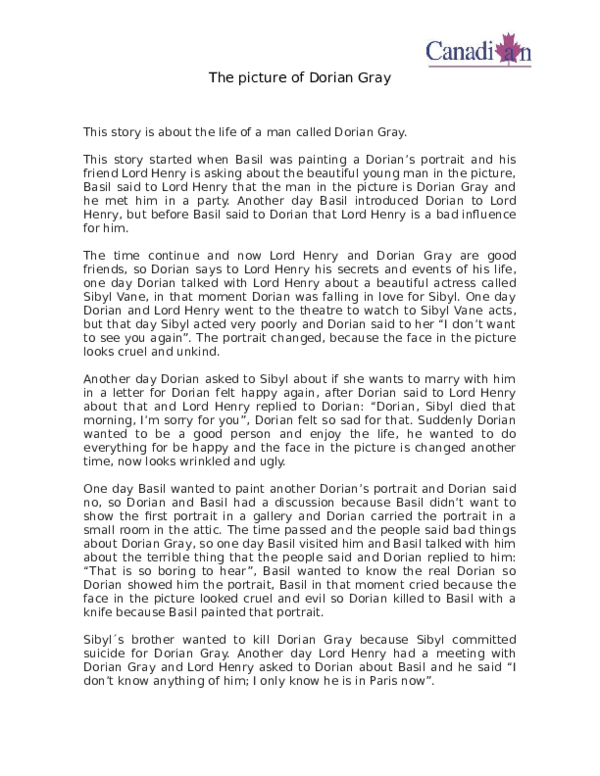 (DOC) The picture of Dorian Gray Andrea Algam Academia.edu