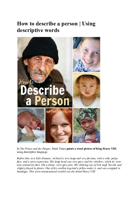 descriptive words for a person