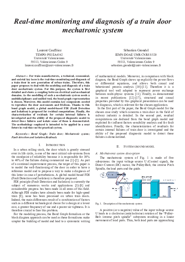 (PDF) Real-time monitoring and diagnosis of a train door mechatronic system