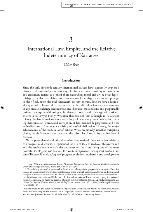 International Law, Empire, and the Relative Indeterminacy of Narrative