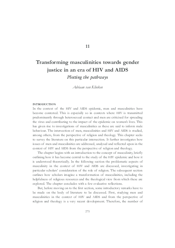 (PDF) Transforming Masculinities towards Gender Justice in an Era of ...
