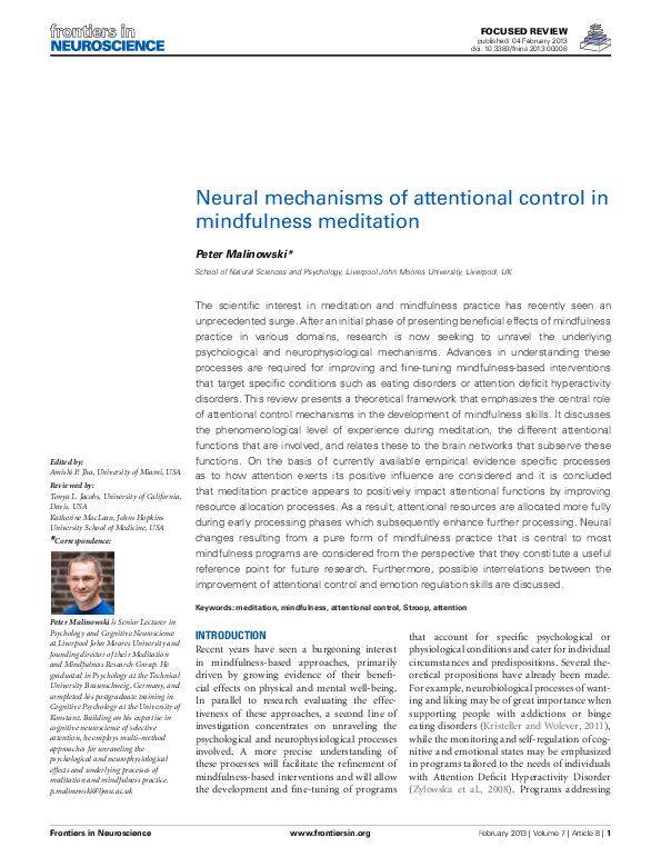 (PDF) FOCUSED REVIEW Neural mechanisms of attentional control in ...