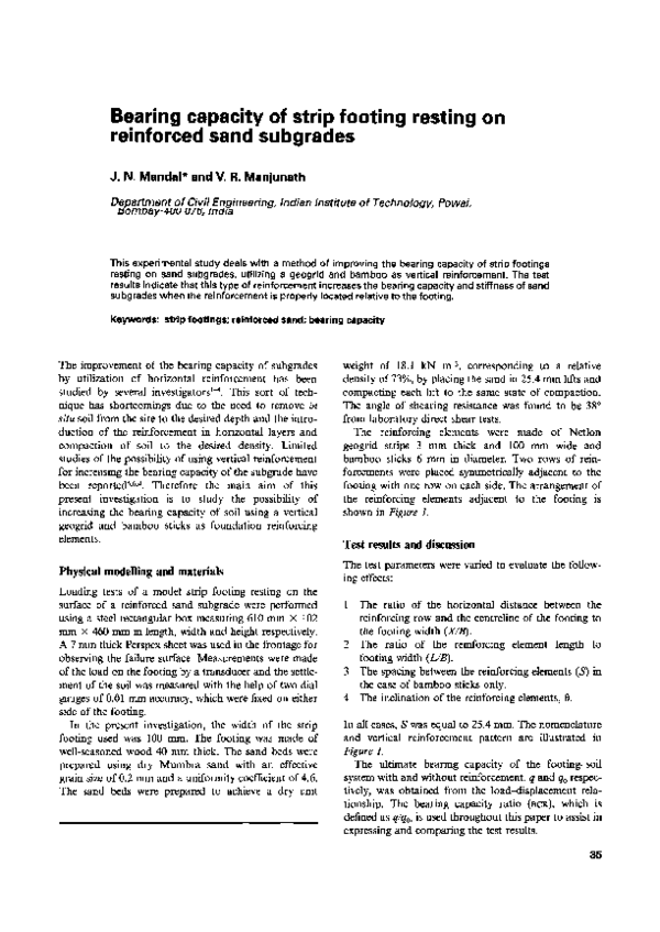 (PDF) Bearing capacity of strip footing resting on reinforced sand ...